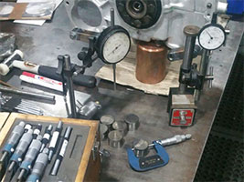 Machining tools on a workbench